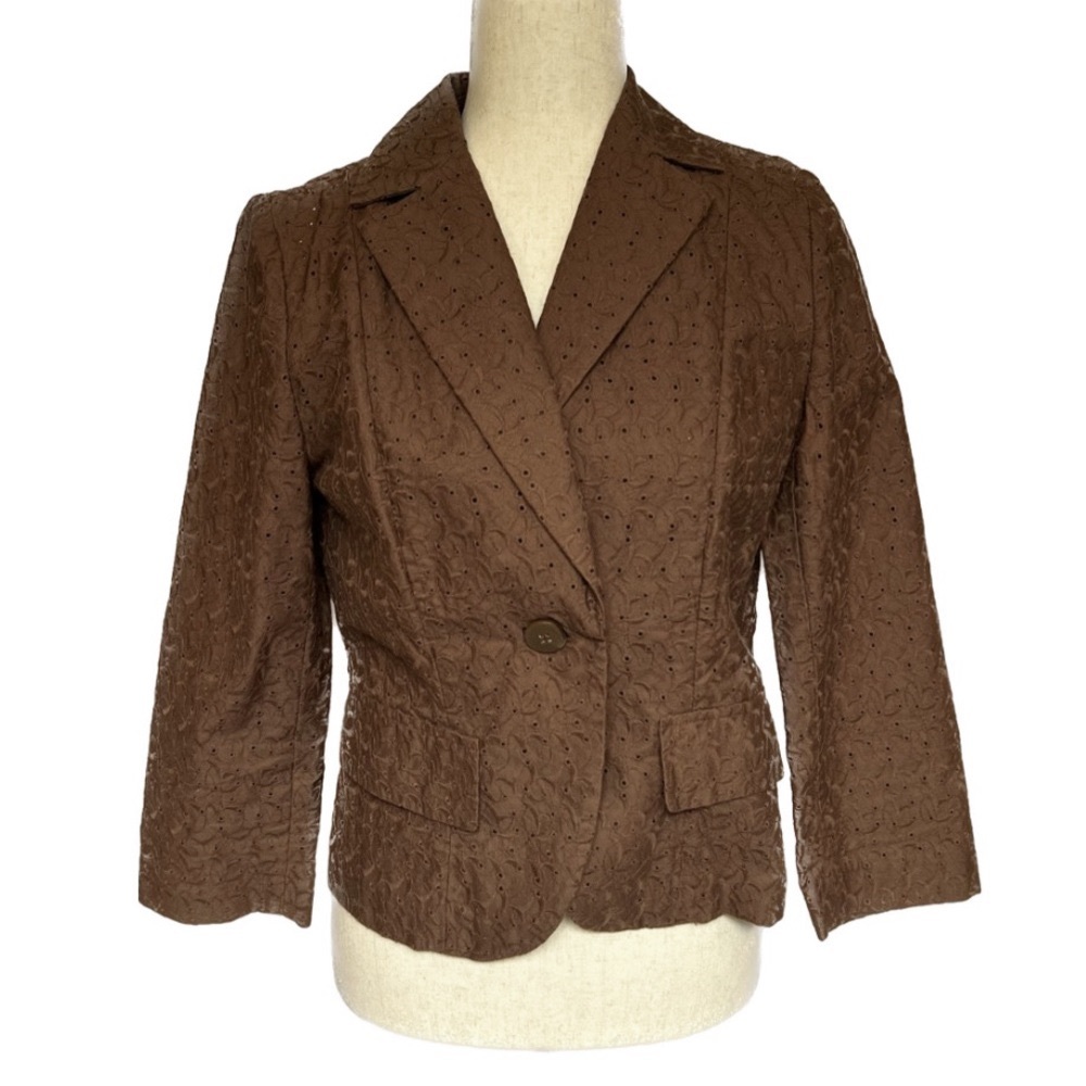 Brown Lace Lightweight Blazer by Apostrophe - Size 6